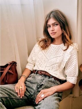 Sezane Fanon Blouse in Ecru Size 36